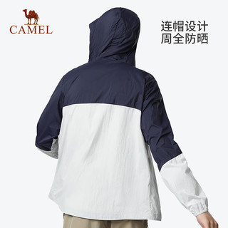 骆驼（CAMEL）户外防晒衣upf50+男款防泼水凉感连帽皮肤衣 A13BA68511冰河银/灰男 S