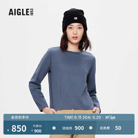 AIGLE艾高2023年春季新品女吸湿排汗UPF40+防晒防紫外线长袖T恤 沼泽蓝 AI573 M(165/88A)