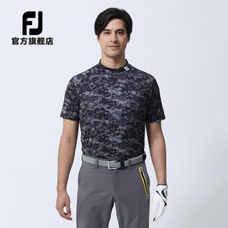 Footjoy新款高尔夫服装新款春夏男士抗菌速干防紫外线弹力golf短袖圆领衫 80479-迷彩白 S