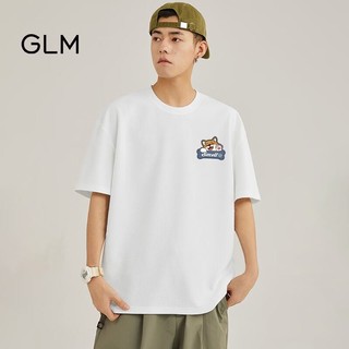 移动端：GLM 森马集团品牌短袖t恤男重磅华夫格款休闲ins青少年肌理感潮牌体恤 黑#GL纯色 3XL