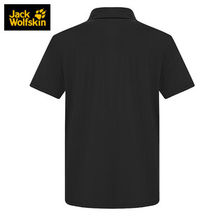 Jack Wolfskin狼爪polo衫男春夏吸湿速干t恤时尚休闲短袖5819013 黑色 2XL