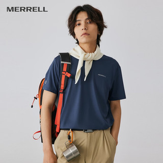 迈乐（Merrell）男款户外休闲短袖T恤上衣吸湿速干透气宽松舒适棉质百塔短袖 MC2239005-2藏青 L