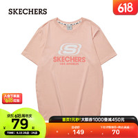 SKECHERS斯凯奇短袖男吸汗透气棉圆领T恤男女同款休闲运动上衣 桃子粉/01C9 160/80A/XS