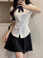 刺篇 JK制服套装美式学院风纯欲辣妹收腰衬衫设计感小众白衬衣