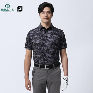 Footjoy高尔夫服装新款男士FJ运动休闲印花时尚透气百搭golf短袖POLO衫 迷彩白80468 M