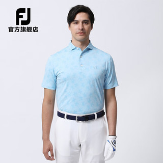 Footjoy夏季新款高尔夫上衣男士休闲弹力舒适golf短袖T恤速干POLO衫 沙黄印花80448（XL预售7天） S