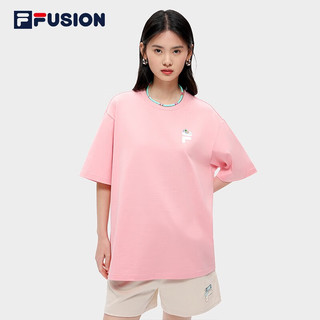 斐乐（FILA） FUSION短袖T恤情侣款时尚宽松运动休闲男女装中性上衣 青春粉-PK 185/104A/XXL