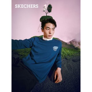 SKECHERS 斯凯奇 卫衣男女缤纷休闲系列时尚百搭L322U127 波塞冬蓝 XL