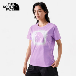 北面 短袖T恤女23春夏户外舒适印花棉质短袖7WES HCP/紫色 L