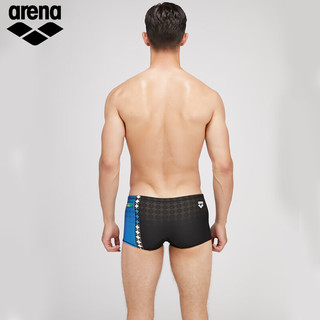 阿瑞娜（arena）2023新款男士平角泳裤透气舒适高弹速干训练运动休闲游泳裤 黑色/蓝色(BKBU) S