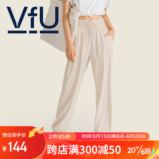 VFU 速干冰丝运动裤束脚宽松阔腿裤瑜伽裤休闲瑜伽服夏季  燕麦奶 M