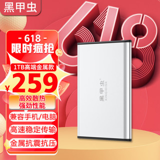 黑甲虫 SLIM系列 SLIM100 2.5英寸Micro-B便携移动机械硬盘 1TB USB3.0 珍珠银