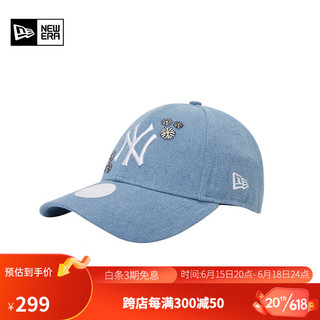 NEW ERA 纽亦华 2023新款棒球帽MLB情侣刺绣休闲遮阳弯檐帽子 60298627-蓝色 OSFM