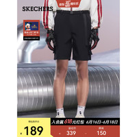 SKECHERS 斯凯奇 春季男子时尚百搭工装短裤舒适梭织裤子L223M085 碳黑/0018 XXL