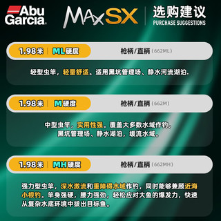 阿布加西亚 Abu Garcia阿布MAXSX超快调路亚竿鳜鱼竿高感度路亚杆直柄枪柄鲈鱼竿虫竿XF 1.98米ML调枪柄单竿