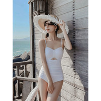 亦美珊 YI MEI SHAN亦美珊 YI MEI SHAN泳衣女纯欲白色泡温泉显瘦连体游泳衣 YMS218134 精品白 S