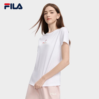 斐乐（FILA）官方女子短袖T恤2023夏季时尚运动兔子刺绣圆领女装丝柔棉套头衫 标准白-WT 155/76A/XS