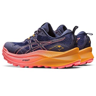 亚瑟士（asics）TRABUCO MAX 2女士缓震越野跑步鞋 厚底户外休闲运动鞋 午夜蓝橙红色 1012B426.400 标准 39/US7.5