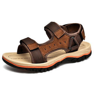 德尔加多（Delocrd）夏季男士大码凉鞋透气轻便耐磨时尚沙滩鞋子 棕色 47