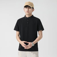 亦轻 夏季简约polo衫男短袖休闲商务休闲宽松男士上衣 黑色 2XL