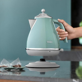 德龙（Delonghi）电水壶 1.7L大容量烧水壶 304加厚不锈钢 2000W大功率自动断电 可视水位线KBOC2001意大利复古系列 萨丁尼亚绿（KBOC2001.GR）