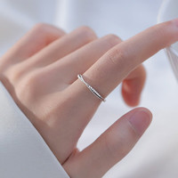 MUCMXG 交叉戒指女日系简约小巧气质排钻线条指环