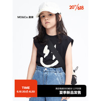 little MO&Co.抑菌-little moco童装23夏新款男女童纯棉无袖T恤背心KBC2VET011 黑色 130/60