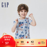 Gap男幼童夏季2023新款纯棉短袖667311儿童装T恤上衣 眼镜印花 110cm(4岁) 偏小 选大一码