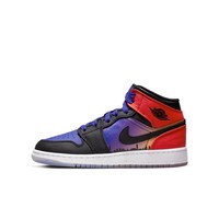 AIR JORDAN 正代系列 Air Jordan 1 Mid 大童篮球鞋 DX4379-400 和谐蓝/黑/大学红/心灵紫/奶油桃色/荷兰橙 36.5