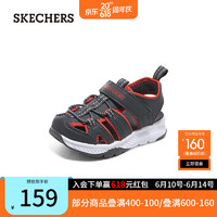 斯凯奇（Skechers）魔术贴男女童凉鞋2023春季宝宝护脚包头鞋303025N 炭灰色/红色/CCRD 21码