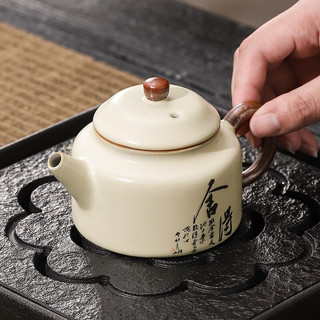 豪峰 汝窑开片单个茶壶功夫茶具陶瓷家用茶水分离茶道办公室泡茶器送礼