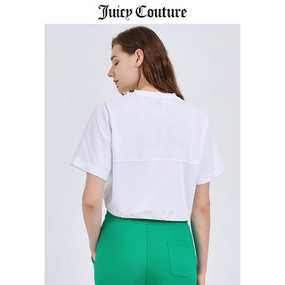 juicy couture橘滋短袖T恤女夏季新款时尚减龄圆领短款半袖上衣女 白色 XL