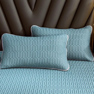名创优品（MINISO）夏季冰丝乳胶凉席床笠款单件床罩床垫保护罩床单三件套 凉席款-天蓝 200cmx220cm三件套