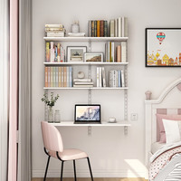 美达斯1.1米宽桌上书架大容量墙上书架置物架一字隔板书桌架 1.1米宽书架书桌-1