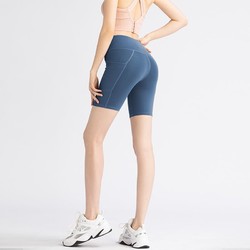 运动紧身裤女夏季网纱侧口袋五分中短裤骑行裤健身速干跑步瑜伽裤