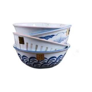华青格 日式和风陶瓷碗 6.2英寸 4只装