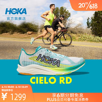 HOKA ONE ONE男女款天空路跑竞速鞋Cielo RD透气网面回弹缓震 白色 / 青瓷蓝 41/260mm