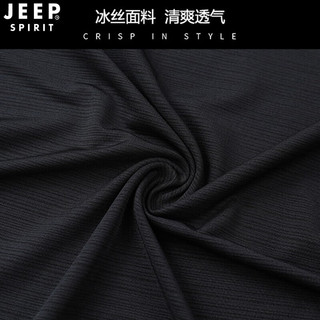 JEEP SPIRIT吉普 运动t恤男夏季冰丝透气速干健身训练跑步圆领短袖t恤男士 0325黑色 L