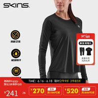 SKINS 思金斯 S3A Top L/S 女士长袖 专业运动训练 田径跑步瑜伽速干T恤健身衣 星灿黑 M