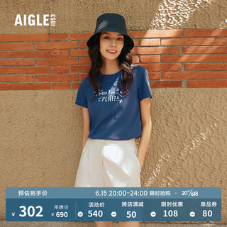AIGLE艾高夏季女士DFT速干吸湿排汗SORONA弹性柔软户外短袖T恤 鲸蓝色 AY191 40(170/92A)