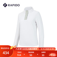 Rapido 雳霹道 冬季新品女子FLOWER灯芯绒卫衣加绒高领套头衫 白色 155/80A