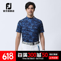 Footjoy新款高尔夫服装新款春夏男士抗菌速干防紫外线弹力golf短袖圆领衫 80478-迷彩蓝 XL