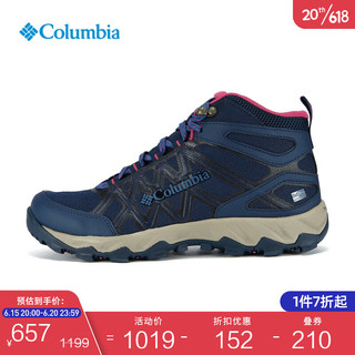 哥伦比亚 户外女轻盈缓震防水抓地耐磨登山徒步鞋DL0074 464（蓝色） 38.5(24.5cm)