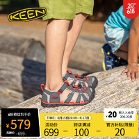 KEEN 官方 SEACAMP II CNX 儿童保护脚趾凉鞋溯溪鞋 磁铁灰/烟雨色-1022970 30