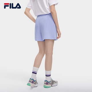 斐乐（FILA）官方女子针织短裤2023夏季新款时尚休闲华夫格宽松短裤 奶芋紫-PU 155/58A/XS