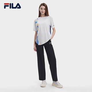 FILA 斐乐官方女子针织长裤2023秋季时尚休闲宽松简约阔腿裤