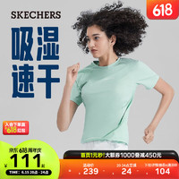 SKECHERS斯凯奇速干2023春季女子百搭舒适圆领T恤衫透气运动短袖 港灰色/01P9 M