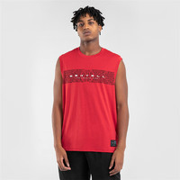 迪卡侬运动短T恤篮球健身速干透气春夏红色背心M-4715901
