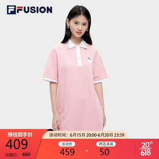 FILA 斐乐 FUSION斐乐潮牌女子连衣裙2023夏时尚宽松简约POLO领连身裙