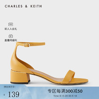 CHARLES & KEITH CHARLES&KEITH;春季女士简约一字带中跟凉鞋CK1-60361264 Yellow黄色 34